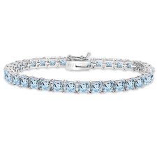 4mm Coupe Princesse Carré Topaze Bleu Classique Argent Sterling Tennis Bracelet