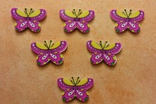 LOT 6 BOUTONS BOIS : papillon