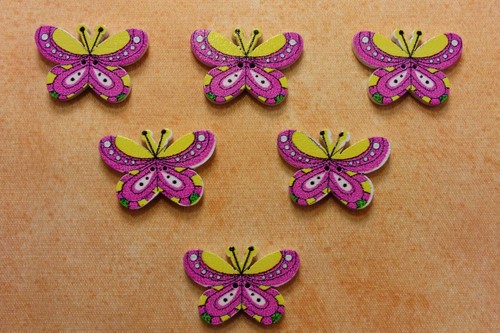 Lot boutons bois papillon - boutons, :