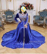 caftan marocain mariage Bleu Velours