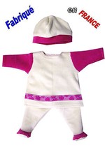 Ensemble pyjama NEUF pour Bébé Corolle 30-36-42 cms Ref.blanc et fushia