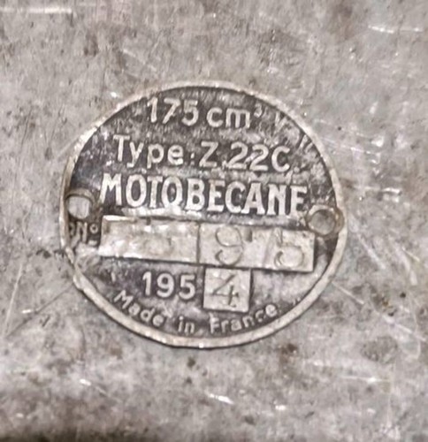Plaque motobecane z22c 1954 - plaque,