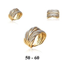 Dolly-Bijoux Bague T54 Multi-rail Croisée de Diamant Cz Plaqué Or 18K 5 Microns 