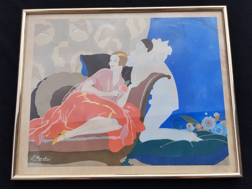 Gouache art deco signé