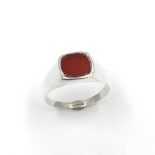 Bague en argent 925 bague homme cornaline rouge carré plaque lisse RW 71