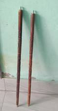 Lot De 2 Canes En Bois Massif Antiques Décoratives Fait Main Cadeau