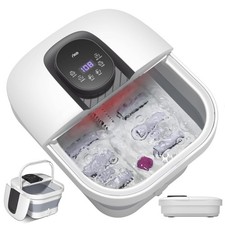 Bain de Pieds Massage, Masseur de Pieds Pliable avec Bulles, 24 Température R...