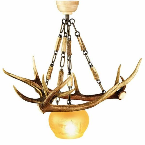 Lustre avec vrai bois cerf - lustre,