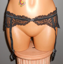 IMPLICITE porte jarretelle noir en tulle et dentelle taille 4 (42), neuf