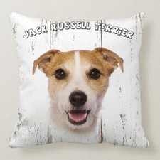 Taie d'oreiller housse de  coussin chien jack russell 45x45 cm 