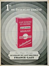 PUBLICITÉ DE PRESSE 1961 LAIT ÉCRÉMÉ EN POUDRE RÉGILAIT GRANULÉS FRANCE-LAIT 