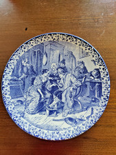 Grand plat mural faience - , bleue