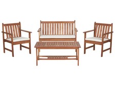 Ensemble de Jardin en Bois d'Acacia 4 Places Canapé et Fauteuils avec Couss