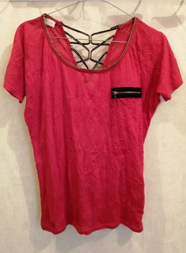 T-Shirt rose effet froissé