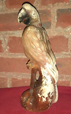 ANCIENNE TIRELIRE A CASSER : PERROQUET SUR PERCHOIR 25,5 CM - PLATRE