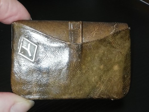 Porte monnaie cuir ancien - cuir,