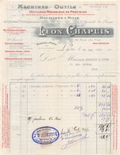 Facture   1914 OUTILLAGE MECANIQUE DE PRECISION LEON CHAPUIS A LYON - M. ESBRA