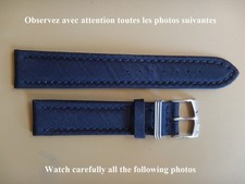 20 mm BRACELET COUSU NOIR TEXTILE SYNTHÉTIQUE 18 MM A LA BOUCLE DOUBLÉ CUIR