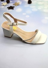 chaussure nu-pieds gros talon Blanc bride à strass bout carré Taille 37 Soirée 