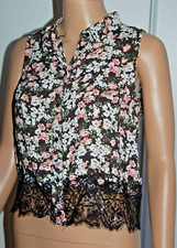 Haut crop top chemise imprimé floral dentelle dos ouvert Bershka taille M/38