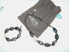 Collier et bracelet NATURE BIJOUX bois et pierre de quartz rose 