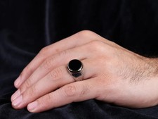 Solid Sterling 925 Silver Signet Men's Ring created by artisanal workshop