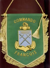 FANION / COMMANDO MARINE - FRANCOIS - ANCIEN - cannetille fait main 16 x 23 cm
