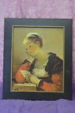 ANCIEN CADRE BOIS REPRODUCTION TABLEAU LA LISEUSE