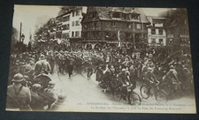 CPA GUERRE 14-18 1918 PETAIN STRASBOURG FANFARE CHASSEURS FETES VICTOIRE ALSACE