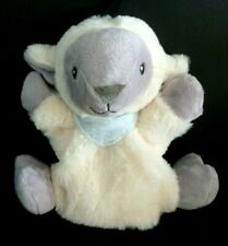 E1.* DOUDOU PLAT MARIONNETTE TEX BABY MOUTON BLANC GRIS FOULARD BLEU 100% NEUF
