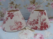 2 abat jour toile de Jouy french fabric angelots 13cm haut 20cm de diamétre