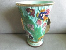 Ancien vase signé Cerdazur Monaco DPS 117 - Années 1950 - Ton vert - Décor Poiss