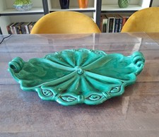 Rare : plateau Vintage céramique verte Cérenne Vallauris