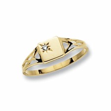 Or Jaune Carré Chevalière Solide 9 Carat Bébé Pinkie Poinçonnée Britishmade