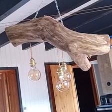lustre suspension luminaire bois flotté fait main unique