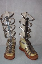 LES TROPEZIENNES  Sandales Spartiates Lanières Cuir Argentées T 38 TBE