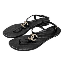 CHANEL sandales CC logo noir