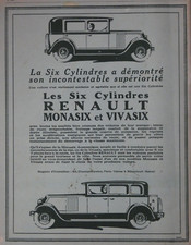 PUBLICITÉ RENAULT 6 CYLINDRES SON INCONTESTABLE SUPÉRIOSITÉ MONASIX ET VIVASIX 