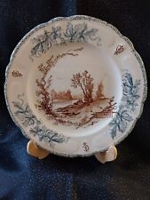 GRANDE ASSIETTE PLATE FAÏENCE  HB CHOISY LE ROI, LOUIS XIII, DÉCOR L'ETANG,TBE