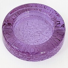 CENDRIER VINTAGE 1960 EN VERRE EN RELIEF VIOLET 60S ANNEES 60 RETRO 1960S