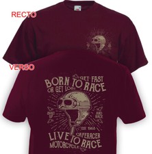T-shirt BORN TO RACE - Cafe Racer Motorcycle  Casque Moto Vintage Triumph Motard