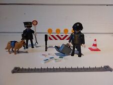 PLAYMOBIL LOT BARRAGE POLICE / CAMBRIOLEUR CHIEN LOUP ACCESSOIRES COMMISSARIAT 