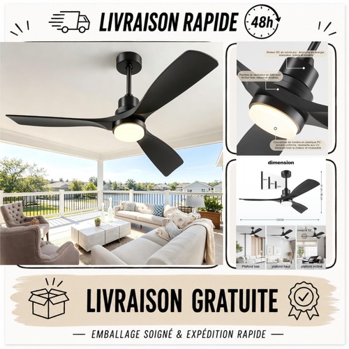 Ventilateur plafond 132 cm - ventilateur,