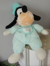 DOUDOU   DISNEY BABY GOOFY 33 CM  CORPS TISSU RAYE VERT BLANC BAVOIR 