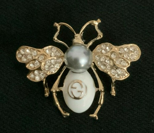 Broche insecte doré gris - , &