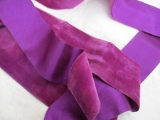 Large ruban de velours de soie épais ancien  XIXe  violet 2,92 m x 5,8 cm