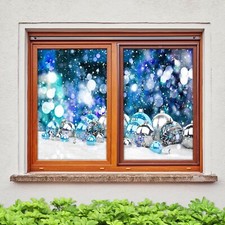 3D bleu M447 fenêtre de Noël impression de film autocollant adhésif verre taché Xmas Fa