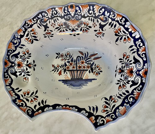 Plat barbe bleu faïence - plat, en