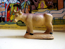 SANTON ANCIEN   NO DEVINEAU    BOEUF  SOCLE JAUNE    5,5  cm  haut   Crèche Noël