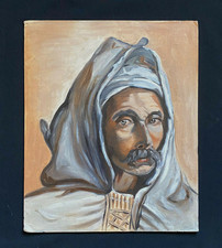 Tableau HSP Portrait Orientaliste - Algérie - l'Homme au Burnous - Signé